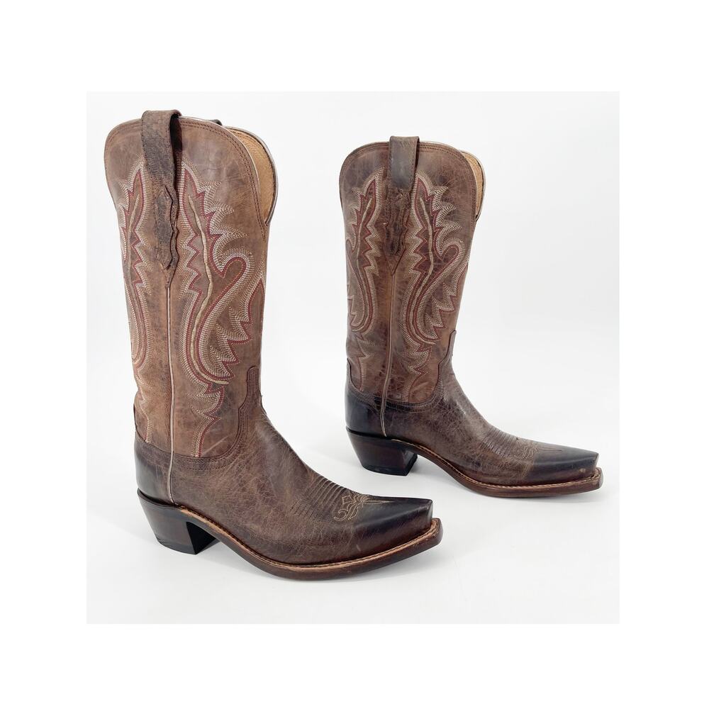 Lucchese Cassidy Women’s 6 Chocolate Brown Madras Goat Leather Cowgirl Boots
